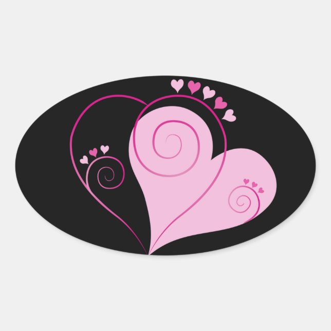Sweet Cute Happy Valentine Love Hearts Soft Pink Oval Sticker (Front)
