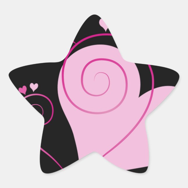 Sweet Cute Happy Valentine Love Hearts Soft Pink Star Sticker (Front)