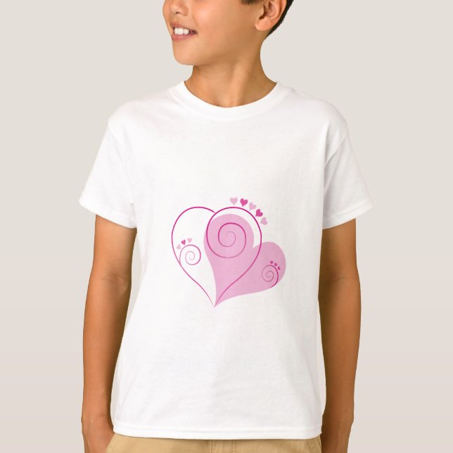 Sweet Cute Happy Valentine Love Hearts Soft Pink T-Shirt (Front)