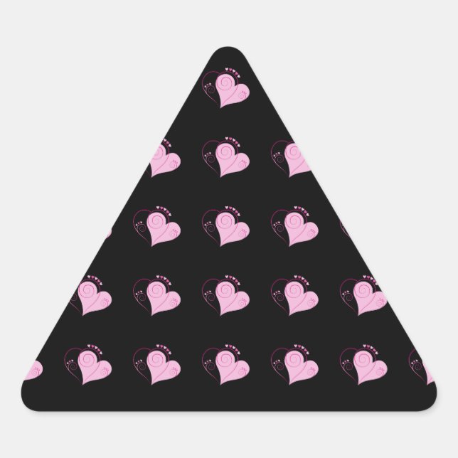 Sweet Cute Happy Valentine Love Hearts Soft Pink Triangle Sticker (Front)