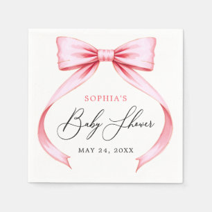Sweet Cute Pink Coquette Bow Baby Shower Napkin