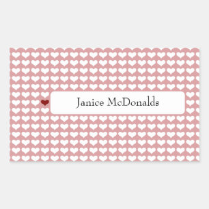 Sweet cute red white heart name label love