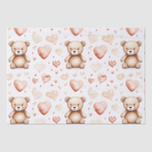 Sweet Cute Teddy Bear Heart Baby Shower Tissue Paper