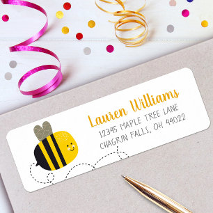Sweet Cute Yellow Bumblebee Child Birthday Address Return Address Label