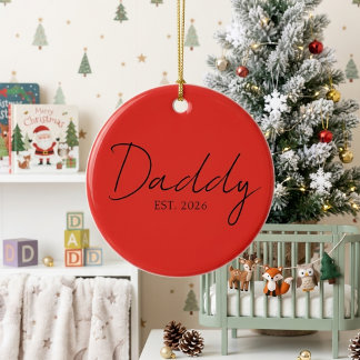 Sweet Dad EST Year Holiday Keepsake Script Design Ceramic Ornament