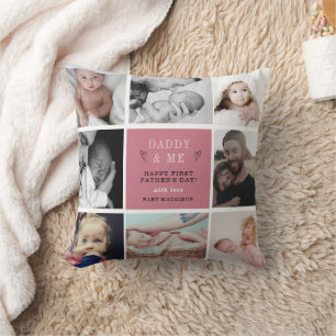 "Sweet 'Daddy & Me' 1st Father's Day Photo Collage Cushion