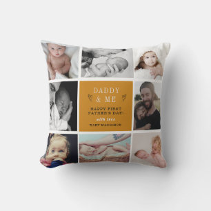 "Sweet 'Daddy & Me' 1st Father's Day Photo Collage Cushion