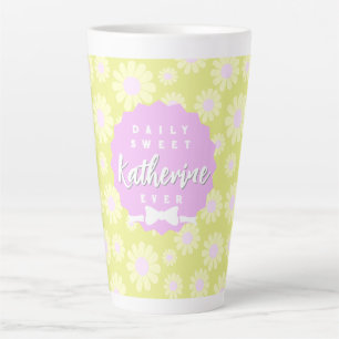 Sweet Daisy Baby Pastel Green Yellow Pink Latte Mug