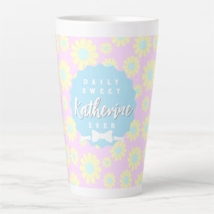 Sweet Daisy Baby Pastel Pink Yellow Blue Latte Mug