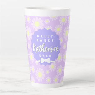 Sweet Daisy Baby Pastel Purple Yellow Latte Mug