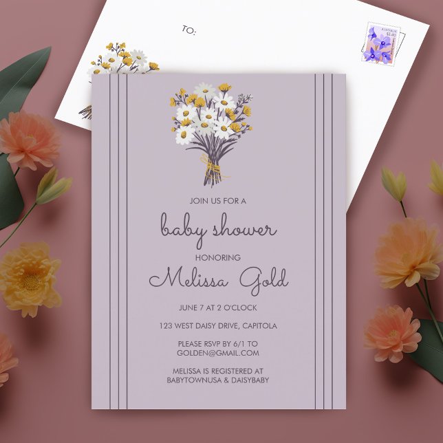 Sweet Daisy Bouquet Chic BABY SHOWER CUSTOM  Invitation Postcard (Sweet Daisy Bouquet Chic BABY SHOWER CUSTOM Invitation Postcard
)