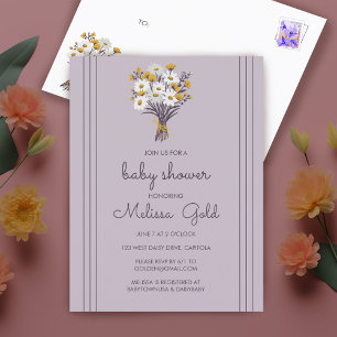 Sweet Daisy Bouquet Chic BABY SHOWER CUSTOM Invitation Postcard