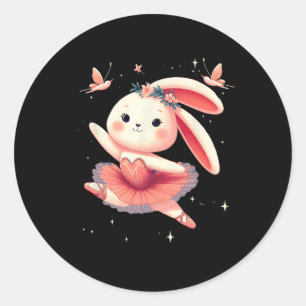 Sweet Dancing Ballerina Bunny Ballet Rabbit Girl F Classic Round Sticker