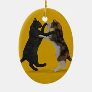Sweet Dancing Cats Ceramic Tree Decoration