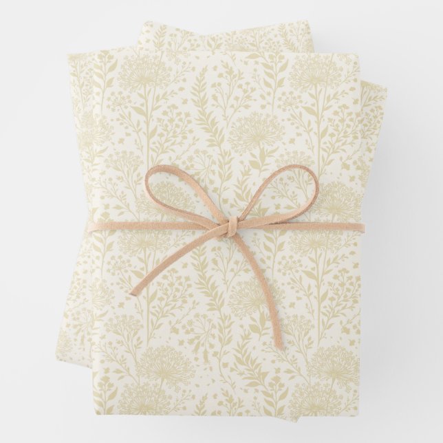 Sweet Dandelion Golden Wheat - Neutral Wrapping Paper Sheet (In situ)