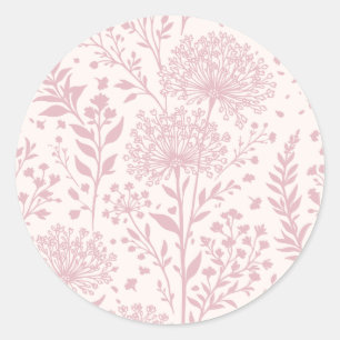 Sweet Dandelion Muted Rose - Neutral Classic Round Sticker