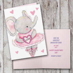 Sweet Daughter Dancing Elephant Valentine Holiday Card