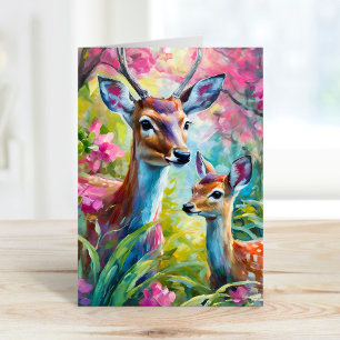 Sweet Deer Colourful Modern Abstract Art Card