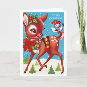 Sweet Deer Vintage Card