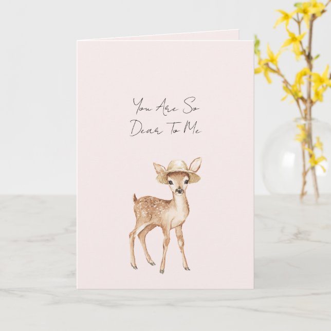 Sweet Deer with Hat Card (Yellow Flower)