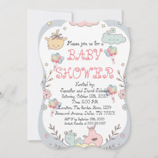 Sweet Delicate Balloon Baby Shower Invitation