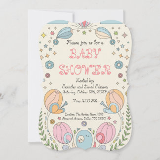 Sweet Delicate Snails Baby Shower Invitation