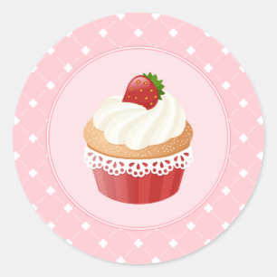 Sweet Delicious Strawberry Cupcake Classic Round Sticker