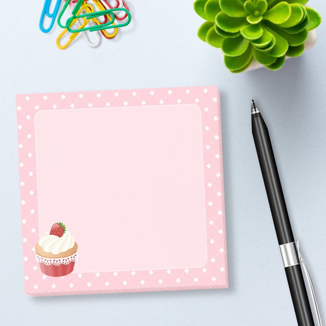Sweet Delicious Strawberry Cupcake Pink Post-it Notes (Creator Uploaded)