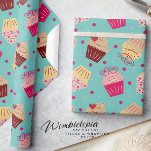 Sweet Delights Cupcake Valentine's Day Pattern Wrapping Paper