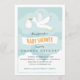 Sweet Delivery Stork Baby Shower Invitation