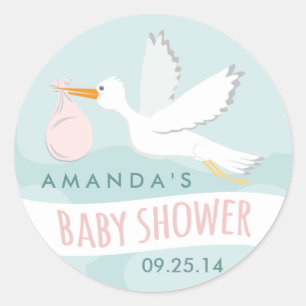 Sweet Delivery Stork Baby Shower Sticker