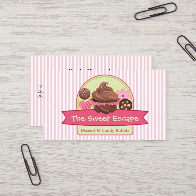 Sweet Desserts Bakery Business Card (Front/Back In Situ)