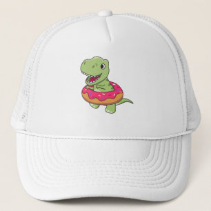Sweet Dino T-Rex Funny Animals In Doughnut Pink Trucker Hat
