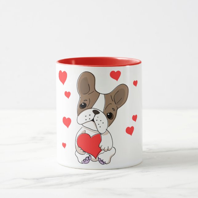 "Sweet Dog Holding Heart" Mug (Center)