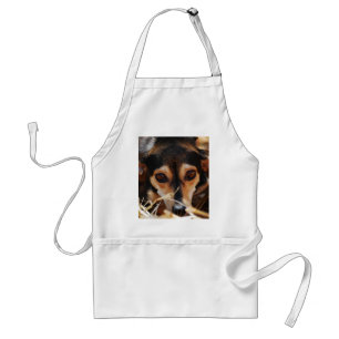 Sweet dog laying in hay standard apron