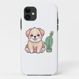 Sweet Dog with Cactus iPhone 11 Case