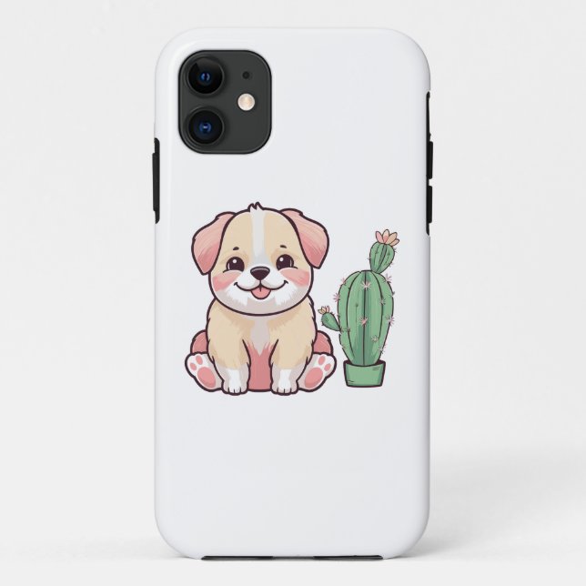 Sweet Dog with Cactus Case-Mate iPhone Case (Back)