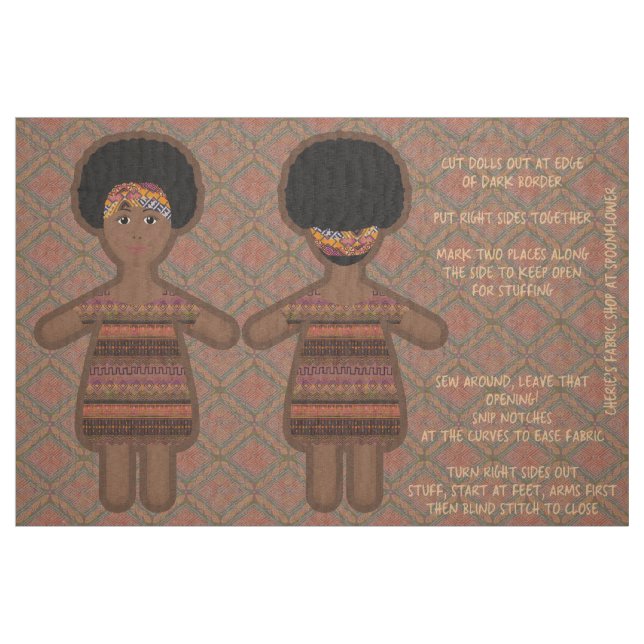 Sweet Doll of Mine Dark Skin Ethnic Doll Fabric (Fat Quarter)