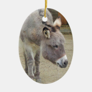 Sweet Donkey, Animal Grey, Horse Family Ceramic Ornament