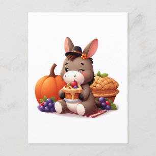 Sweet Donkey Eats Thanksgiving Pie Postcard
