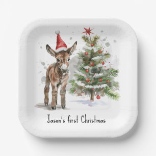 Sweet Donkey's First Christmas, custom Paper Plate