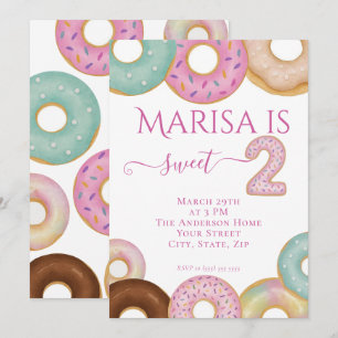 Sweet Donut Birthday   Colorful Kids Party -  Invitation