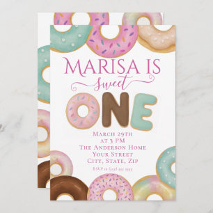 Sweet Donut Birthday   Colorful Kids Party -  Invitation