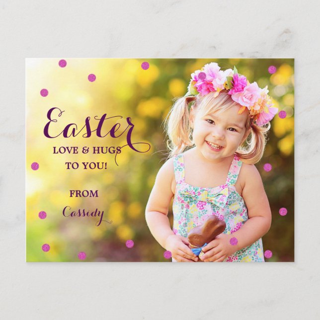 Sweet Dots Photo Easter Postcard (Front)