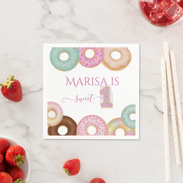 Sweet Doughnut Birthday | Colourful Kids Party -  Napkin (Insitu)