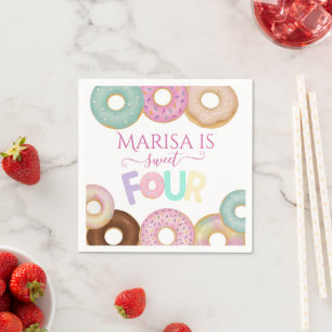 Sweet Doughnut Birthday   Colourful Kids Party -  Napkin