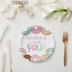 Sweet Doughnut Birthday Colourful Kids Party - Paper Plate