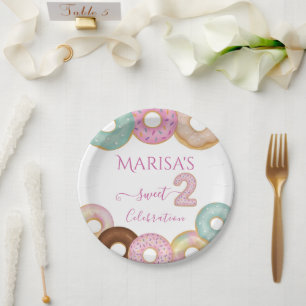 Sweet Doughnut Birthday Colourful Kids Party - Paper Plate
