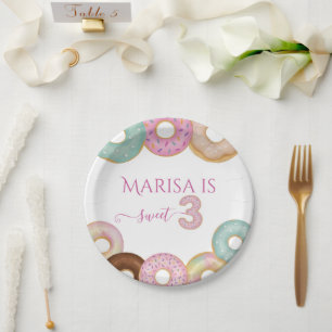 Sweet Doughnut Birthday   Colourful Kids Party -  Paper Plate