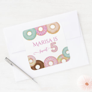 Sweet Doughnut Birthday Colourful Kids Party - Square Sticker
